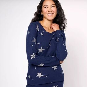 BumbleBella by Jill Martin Women's Top Sweater Sz XS Graphic Blue A617016